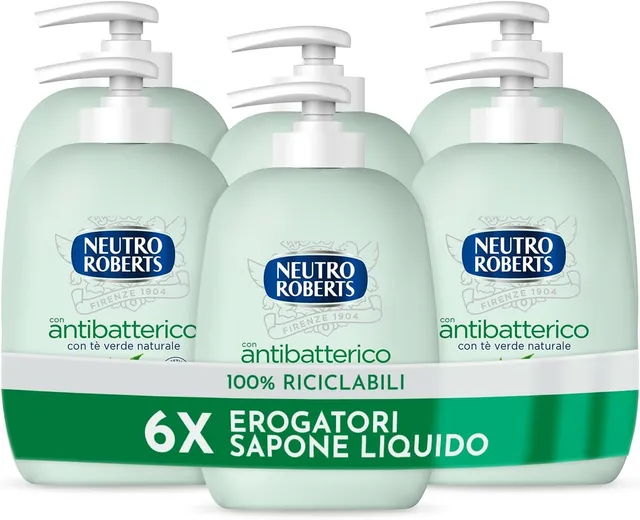 neutro-roberts-sapone-liquido-antibatterico-al-t-verde-mani-viso-e-corpo-6-flaco image 1