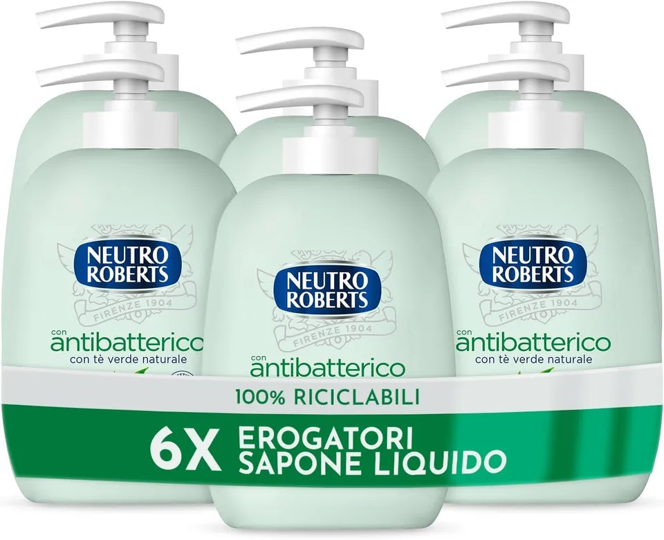 neutro-roberts-sapone-liquido-antibatterico-al-t-verde-mani-viso-e-corpo-6-flaco image 1