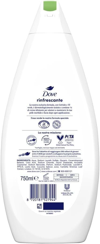 dove-docciaschiuma-rinfrescante-cetriolo-e-t-verde-1-4-crema-idratante-750-ml image 2