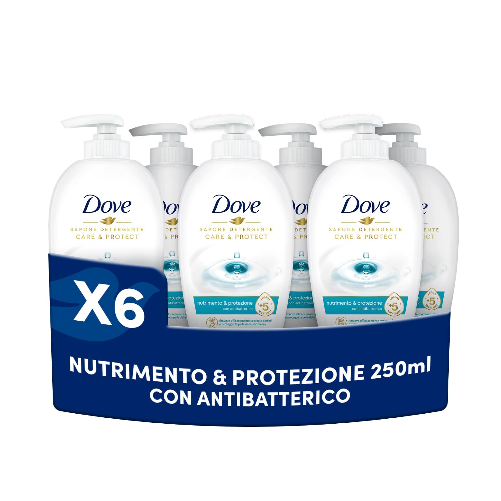 dove-sapone-liquido-mani-nutrimento-e-protezione-6x250-ml-sapone-detergente-idra image 1