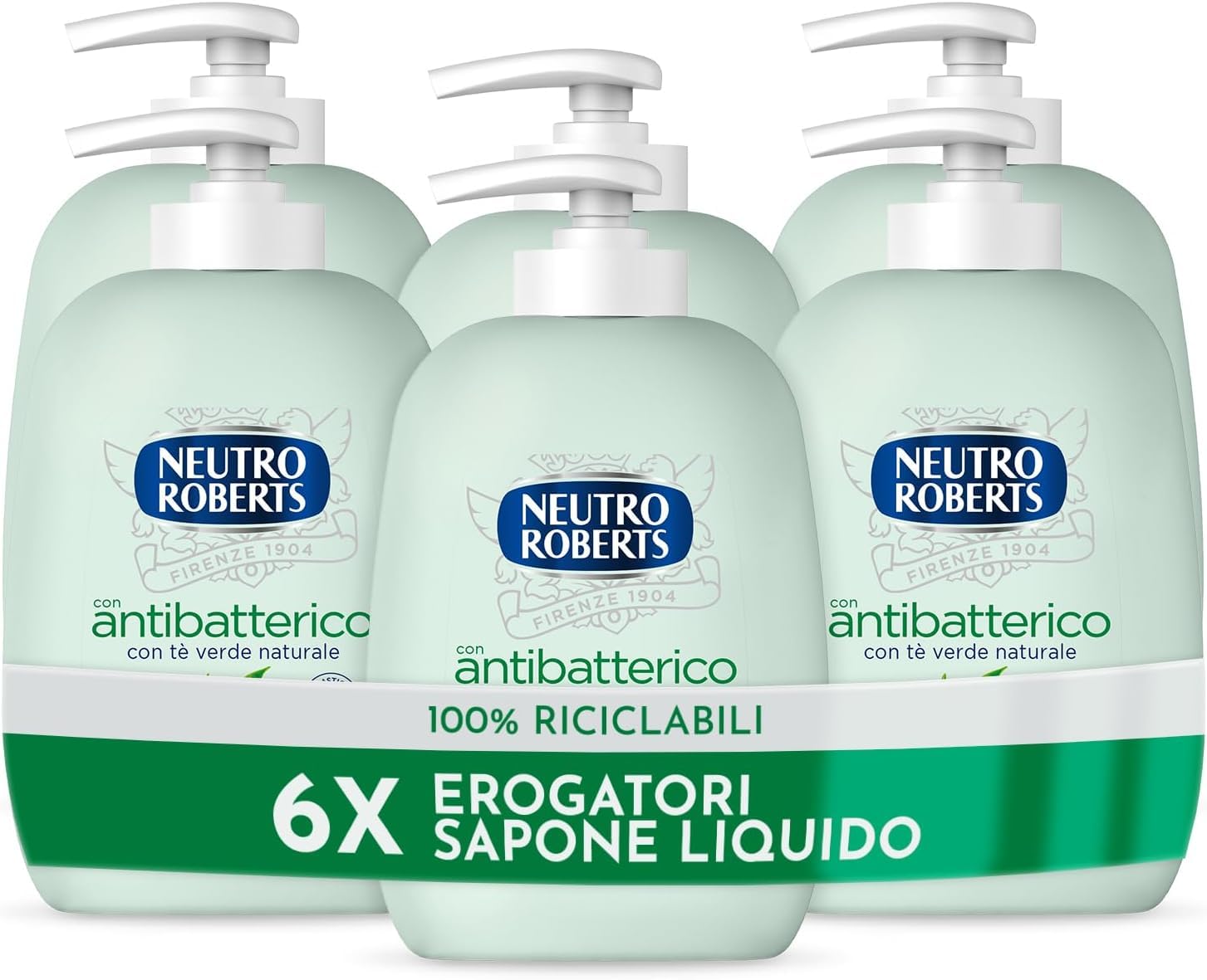 neutro-roberts-sapone-liquido-antibatterico-al-t-verde-mani-viso-e-corpo-6-flaco image 1