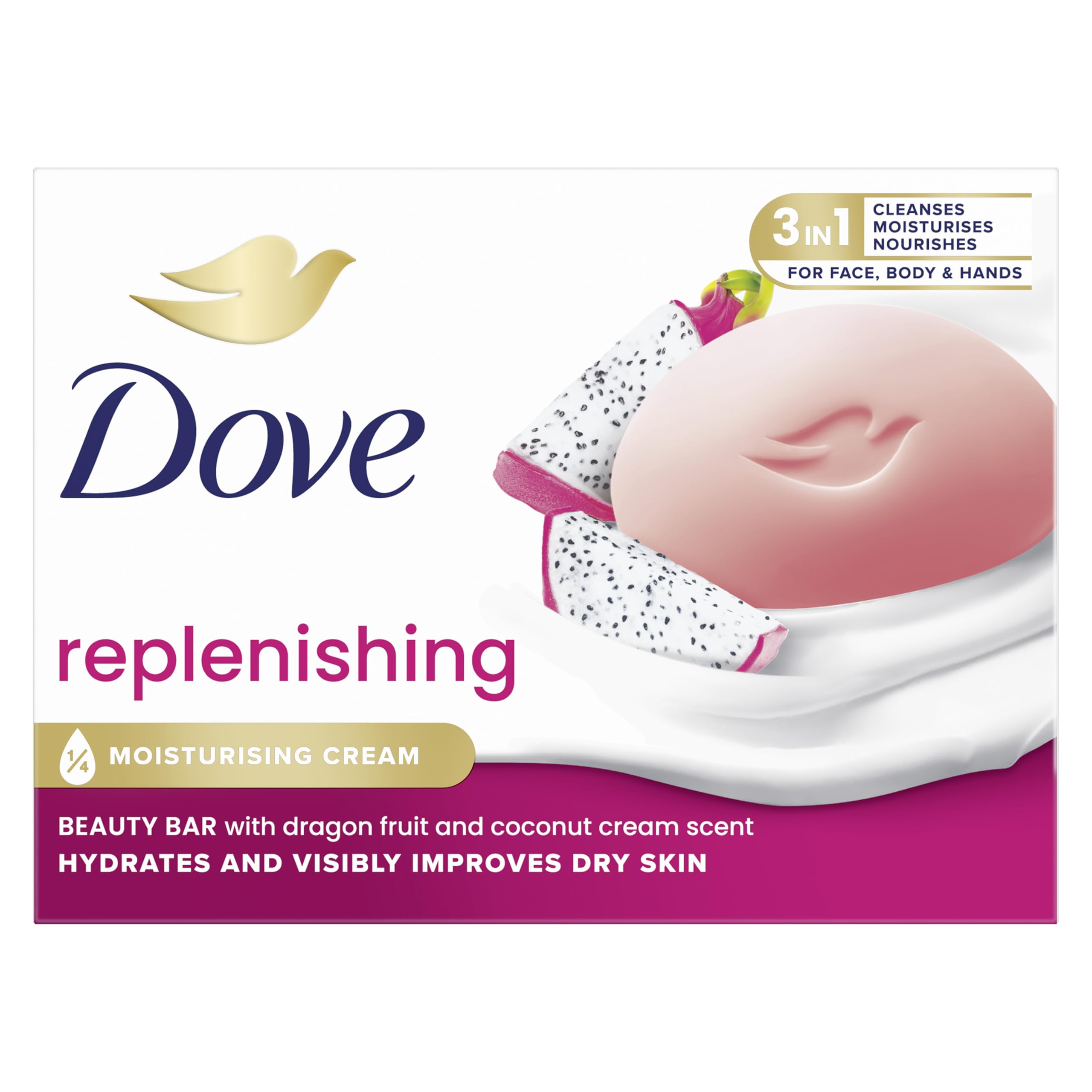 dove-beauty-bar-dragon-fruit-saponetta-mani-viso-e-corpo-con-1-4-crema-idratante image 1
