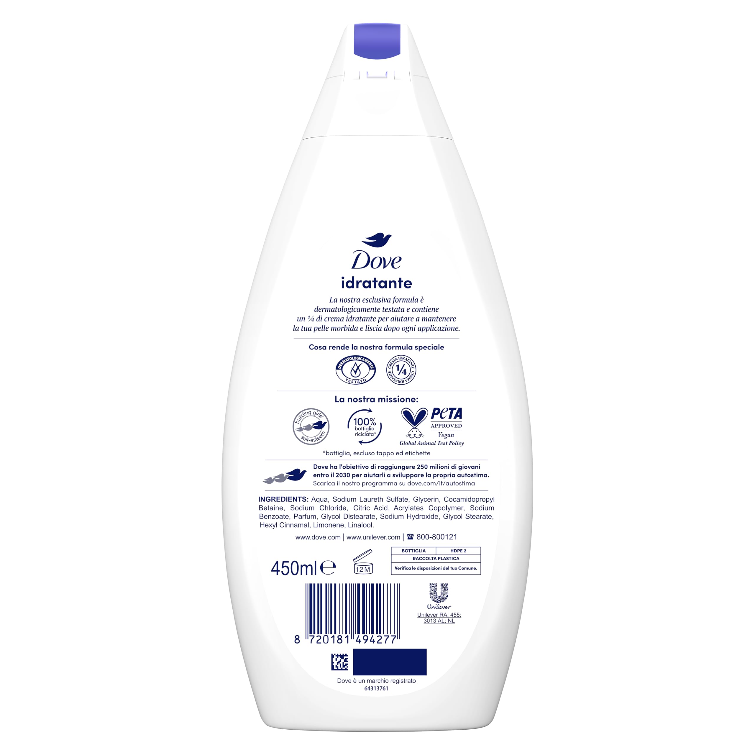 dove-bagnodoccia-idratante-450-ml-formula-con-1-4-di-crema-idratante-dermatologi image 2
