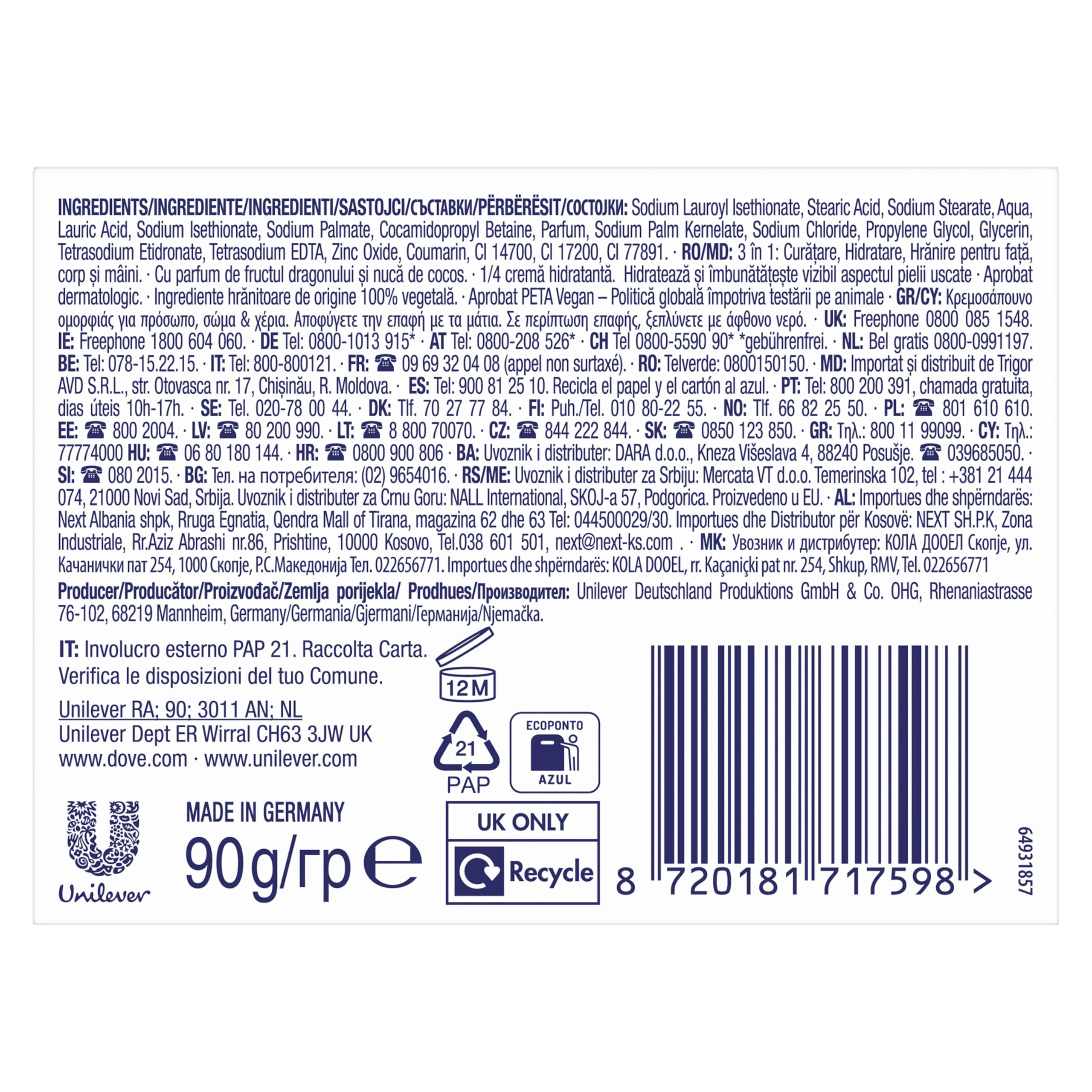 dove-beauty-bar-dragon-fruit-saponetta-mani-viso-e-corpo-con-1-4-crema-idratante image 2